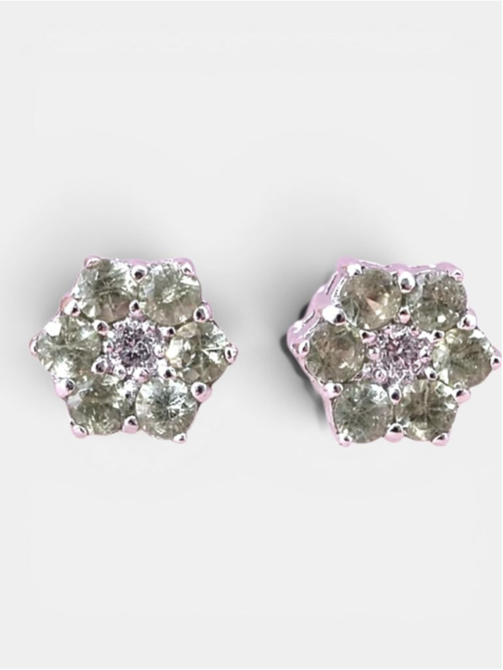 Demantoid Garnet & Lab Grown Diamond Earrings in Rhodium over Sterling 1.00 ctw